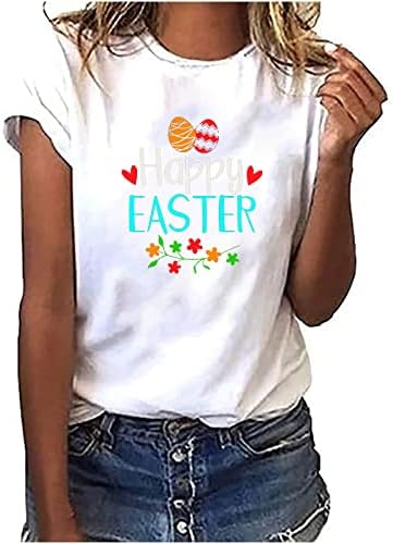 Симпатични gnomes јајца печатени маички за велигденска маичка за жени Смешна графичка маица О-врат Краток ракав летни врвови