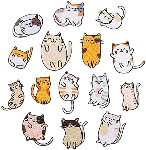 Winkitor 15 компјутери извезени симпатични цртани филмови мачка железо на закрпи Декоративни поправки Апликации за облека за облека ранци