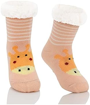 KOMOREBI деца момчиња девојчиња нејасни влечки чорапи зимски меки дебели пријатни чорапи анти-лизгачки термички божиќни чорапи затворено