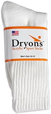 Дриони Машка Влага Што Ја Отстранува Белата Екипа Акрилни Чорапи - 12 пара-Направени Во САД