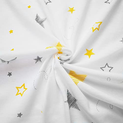 Американска компанија за бебиња 4 парчиња памук Jerseyерси плетено вграден кревет за креветчиња за стандардни душеци за креветчиња и мали деца, златно жолти/жолти stars?