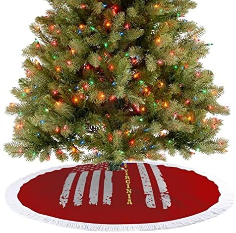 Американско Знаме Западна Вирџинија Држава Божиќно Дрво Здолниште Божиќна Елка Мат Помпон Орнаменти За Украси Празнична Забава