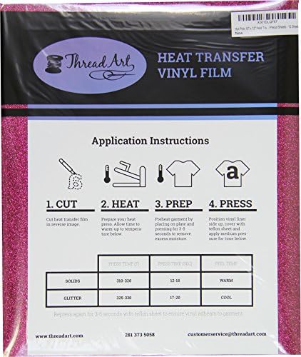 Threadart Hot Pink 10 x 12 сјај за пренесување на топлина винил прецизни листови | 12 листови пакет пакет | Сјајни бои | Компатибилен со силуета на Крикут и Камео | HTV