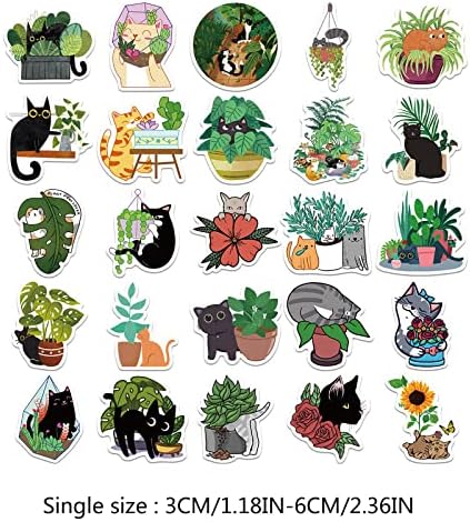 Фото Цртан Филм Мачки И Растенија Налепници За Украсување Тетратка ЗА Багаж САМ Водоотпорни Налепници