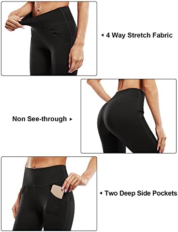 Проверка на одблесоци јога панталони за жени со џебови каприс подигање јога хеланки со високи тренинзи за тренингот со високи половини