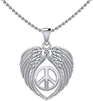 Накит Питер Стоун се чувствуваат спокојно во Ангели крилјата Сребрен приврзок со мир TPD5455