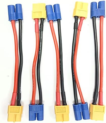 Hengfuntong-Elec 5PCS EC3 приклучок MALE XT60 Femaleенски продолжен адаптер кабел води 14AWG 100мм за олово за полнач на RC и адаптер за