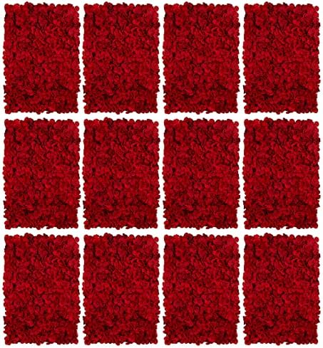 Декор за позадини на цветниот wallиден панел: Бросмон црвена вештачка цветна позадина за венчавка за венчавки Бебе невестински туш, 12 парчиња што висат 3Д лажни хиран