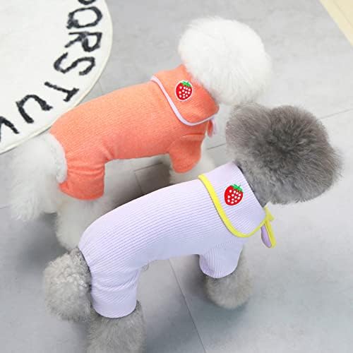 Изефија кучиња џемпер кучиња облека есен зимска топла потта кошула 4 нозе скокачки пижами со лента едноставен џемпер за мало кучиња средно куче мачка портокалова l