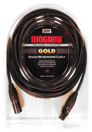 Могами Златен фаза-50 XLR микрофон кабел, XLR-Pemale до XLR-Male, 3-пински, златни контакти, директно конектори, 50 метри