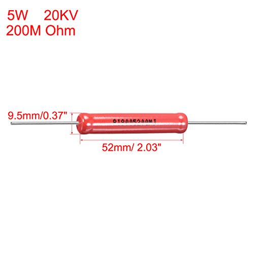 Оценка за напојување со напон од uxcell 5W 200м Охм со високо напонски стаклен стаклен отпорник на филмови 2 парчиња