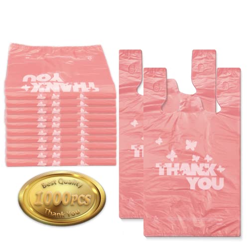 Розови благодарам торби, торби за маици од 100 парчиња, за да одите торби, торби за намирници, еднократно и еднократно, совршено за мал