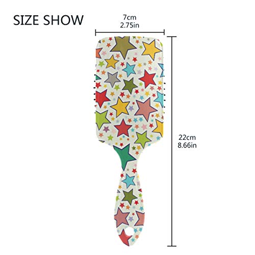 Четка за коса со перница од Vipsk, пластична разнобојна ретро шарена Божиќна starвезда, соодветна добра масажа и анти статична четка за коса за да се сува и влажна коса, ?