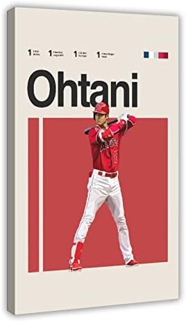 Shohei Ohtani Sports Stars Posters Art Canvas Постер спална соба декор Спорт пејзаж канцеларија соба декор подарок за нерамен стил 16x24inch