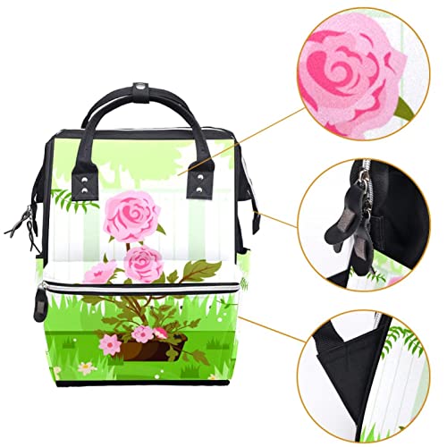 Цветни торби со цвеќиња со пелена, мумија ранец со голем капацитет, торба за торбичка за патувања за нега за бебиња