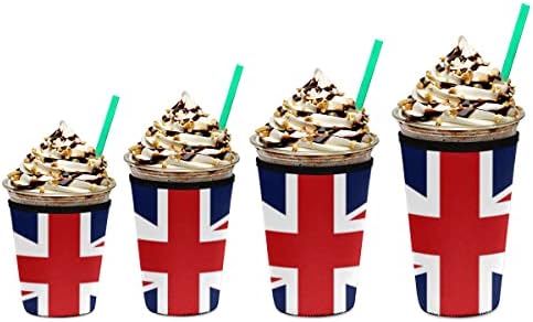 Ракави за кафе на британско знаме, кои можат да се користат ракави на кафеани за неопренови, за ладни пијалоци за пијалоци, 16-18 мл