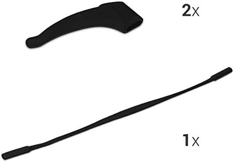 KWMobile Anti Slip Lounder Set за очила - пакет од 2x силиконски кука за уво и 1x спортски кабел за очила за возрасни деца - црна