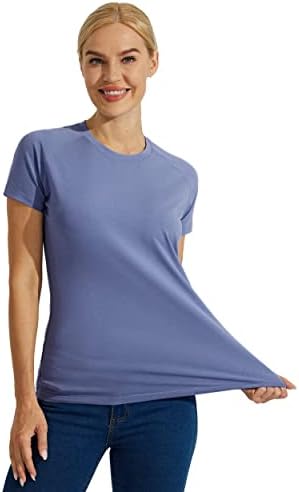 Вилит женски UPF 50+ кошула за заштита од сонце со кратки ракави памук атлетска кошула за брзање Брза сув SPF UV кошула