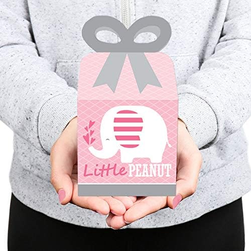 Голема точка на среќа розов слон - кутии за подароци за квадратни фаворити - девојче бебе туш или роденденски кутии за забава - сет од 12