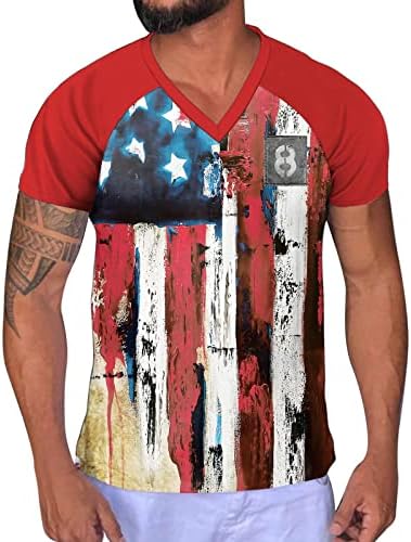 ZDDO 4-ти јули маички за кратки ракави за мажи, 2022 година Ново летно патриотско знаме, ТЕП Врв V вратот тренинг мускулен маица