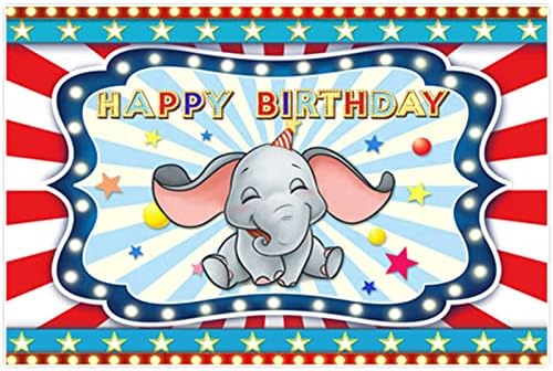 Allenjoy 68 x 45 цртан филм слон позадина Среќна роденденска забава за деца карневал циркус слатка торта маса бебе туш фотографија банер