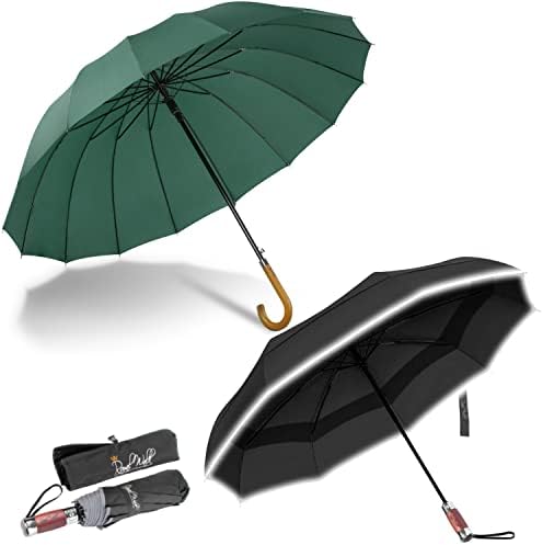 Кралска Прошетка Голем Чадор + Вентилиран Ветроупорен Компактен Чадор