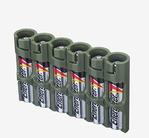 Storacell SLAAAMG Од Powerpax SlimLine Aaa Батерија Caddy, Воена Зелена, Има 6 Батерии