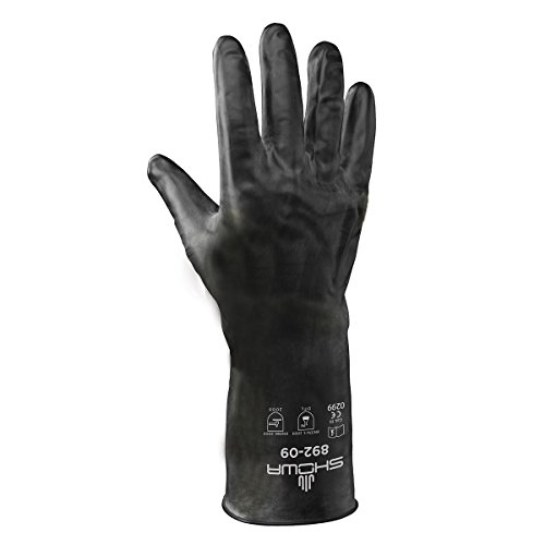 Showa Unisex возрасни хемиски отпорни на ракавици, црни, мали САД