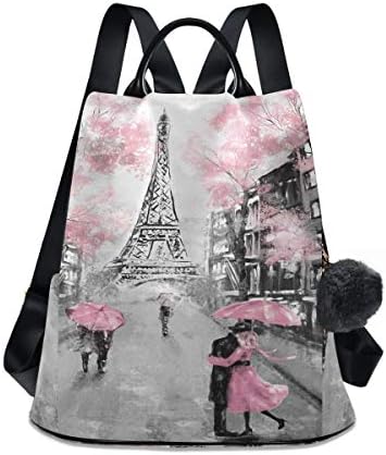 Алаза Париз Ајфеловата Кула Неколку Розова Цветни Ранец Чанта Со Прилагодливи Ремени