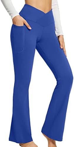 Laоара женски јого панталони со џебови против кросовер со високи половини од појас за треперење, панталони за тренингот на дното на дното