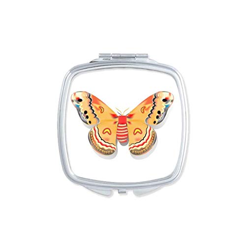3д Кинеска Пеперутка Во Портокалова Боја Огледало Пренослив Компактен Џеб Шминка Двострано Стакло
