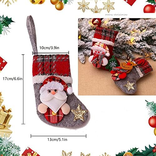 Декорации за божиќни чорапи VStarone, 4 пакувања Божиќни слатки семејни чорапи Мали божиќни чорапи подароци и лекување торби Божиќ