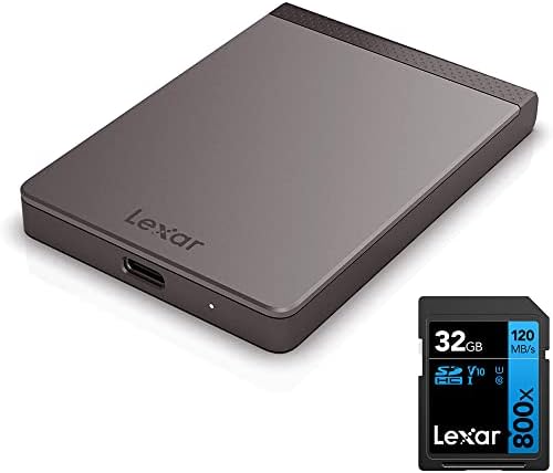 Lexar LSL200X002T-RNNNU SL200 2tb Пренослив SSD, До 550mb / s Прочитај Пакет 32GB високи Перформанси 800x UHS-I Sdhc Мемориска Картичка