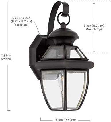 Quoizel NY8316A Newbury Outdoor Wallиден фенер за осветлување, 1-светло, 150 вати, антички месинг