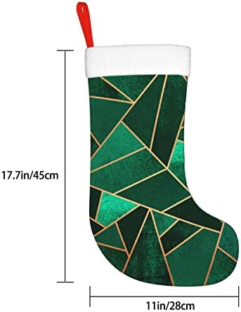 Yilequan 18 инчи Божиќни чорапи класични чорапи, црни и златни геометриски, за украси за семејни празници за Божиќ