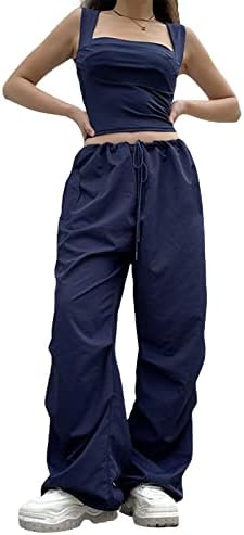 Uaurorao жени со слаб половината лабава карго панталони случајни широки џемпери со џемпери со панталони со хипи џогер