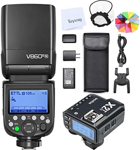 Годокс V860III-N 2.4 G Безжичен i-TTL 1/8000s Hss Flash Speedlite СО X2T-N Безжичен Активирач, Со Вградена Литиумска Батерија Со Голем Капацитет, Компатибилна Со Камерата Никон DSLR