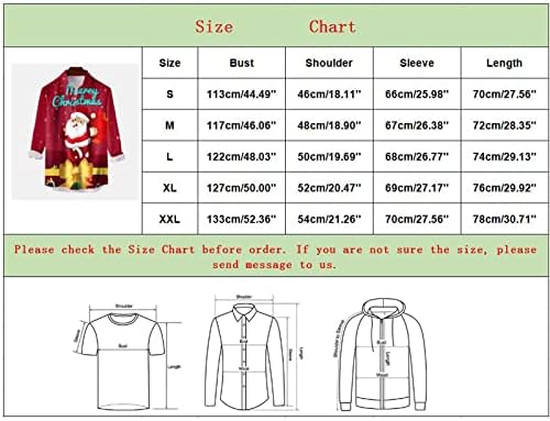 Дсодан Божиќни Кошули со Копчиња за Мажи, 3Д Божиќни Снегулки Со Долги Ракави Печатат Хавајски Кошули За Забава Со Кошули