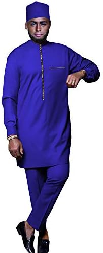 Африканска облека за мажи плус големина со долги ракави палта Анкара панталони племенска капа 3 парчиња сет дашики облека базин риби