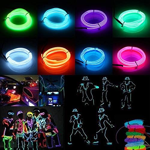 AOOF 1M LED Flexible El Wire Wire Neon Glow Light Rope Strip 12V за Божиќна празнична забава