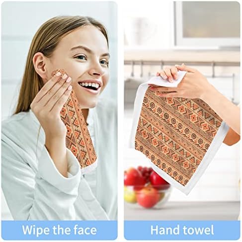 Измијте ја ткаенината сет Боемска портокалова Ацтек - пакет од 6, памучни крпи за лице, високо апсорбирачки и меки крпи за прсти
