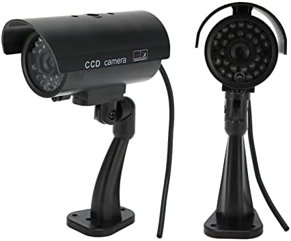 Лажна камера, глупава безбедносна камера, лажна CCTV симулирана камера за надзор со реална црвена светлина и налепница за предупредување