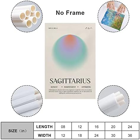 Sagittarius uralидал, хороскопски постер, подарок за сагитариус, хороскоп декорација, хороскопски ореол печатење, градиентно ореол,