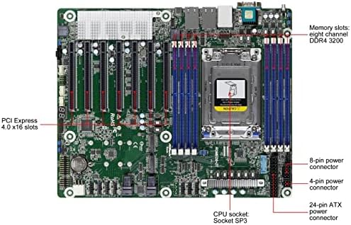 ASRock Решетката ROMED8-2T Еден Приклучок SP3 LGA 4094/ DDR4/ SATA3&засилувач;USB3. 1 / V&засилувач; 2GbE/ ATX Матичната Плоча