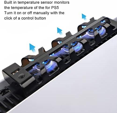 VIKYE USB Вентилатор За Ладење Компатибилен СО PS5, 3 Мини Вентилатори, Сензор За Температура, USB Напојување, Автоматска Конзола
