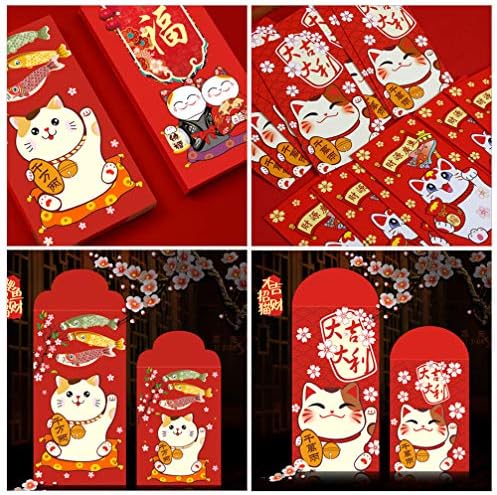 Кинески Црвен Пакет 20 парчиња 2021 Кинеска Нова Година Црвени Пликови Џебови За Пари За Среќна Мачка Украсни Пликови За Подароци За Подароци