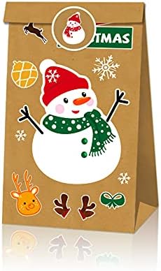 12 Парчиња Божиќна Хартија Кутии За Подароци За Бонбони Крафт Хартија Торби За Бонбони За Божиќни Услуги
