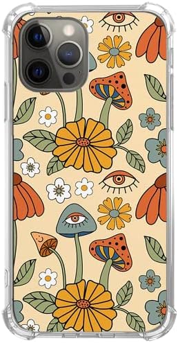 Јиргкунлт Phoneетски Ретро 70-Ти Телефон Случај за iPhone 13 Pro, Трипи Хипи Печурки И Цвет Со Очи Случај Компатибилен со iPhone 13