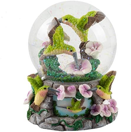 Еланзе дизајнира колибри со цвеќиња фигура 100мм вода глобус игра мелодија што ти го осветлуваш мојот живот