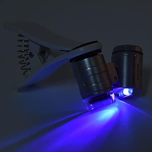 ZRQYHN 60x Лупа LED МИНИ Пренослив Микроскоп 2 Бои Светла Мобилен Телефон Лупа Вградена Батерија За Проценка На Накит Сликарство Поправка